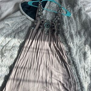 Free People Beaded Backless Dress in Gray